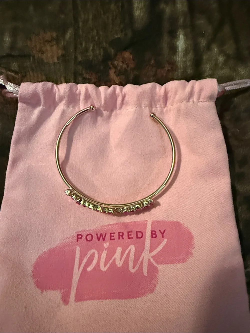 PINK Victoria's Secret Gold-Tone Bracelet with Pink Baguette Stones